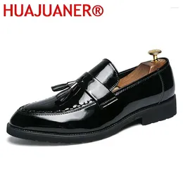 Casual Shoes Mens Luxury Leather Loafers Business Formal Bureau Classic Shiny Oxford Male Wedding Dress Tassel