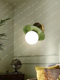 Wall Lamp French Natural Jade Nordic Living Room Bedroom Bedside Light Bulb