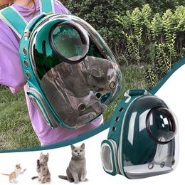 Pet Cat Carrier Bag Cat Carrier Backpack Square Outdoor Carry Travel Pet Bags Breathable Transparent Cats Double Shoulderbag