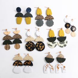 AENSOA Unusual Design Geometric Polymer Clay Drop Earrings For Women Handmade Multicolor Clay Pendientes Earrings Jewelry 2022