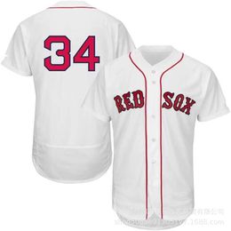 Baseball Jerseys Red Sox Ortiz#34 Blank White Blue Embroidered Player Name Jersey