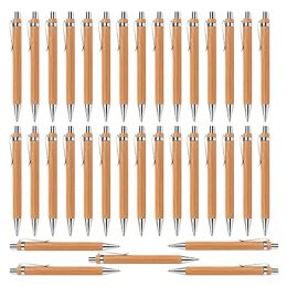 Pens 35 Pcs Office And School Supplies Sustainable Pen Bamboo Retractable Ballpoint Pen Writing Tool(Black Ink)