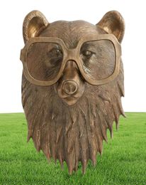 Smoking Pipe Bronzed Figurines Aluminum Staute Animal with Glasses Hanging Wall Mount Bear Louie Little Mouse Frankie Stag Home De1238822