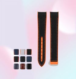 Nylon Watchband Rubber Leather Watchstrap for Omega Planet Ocean 215 600m Man Strap Black Orange Grey 22mm 20mm with Tools3173855