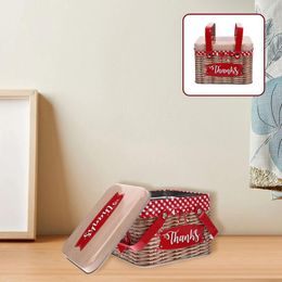 Storage Bottles Biscuits Cake Snack Box Handheld Cookie Tin Metal Portable Candy Sweet Jar Case Red