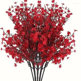 Decorative Flowers 1 Piece Of Artificial Flower Red With Realistic Touch Gypsum Bouquet Fake Silk Plant Decoration