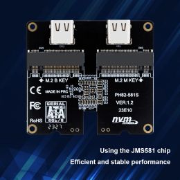 Enclosure M.2 NVME SSD Adapter TypeC Hard Disc Adapter Card USB3.1 Gen2 Riser Board 10Gbps JMS581 SATA NVME Support M.2 SSD 2230/42/60/80