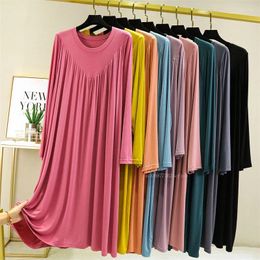 Women's Sleepwear Casual Large Size Modal Cotton Nightgowns For Women Loose Long Sleeve Nightshirt Female Spring Autumn Summer Home Dresses