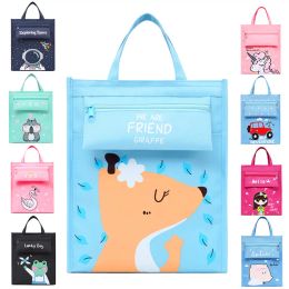 Bags Portable cute Information bag big kid Tuition bag canvas pencil bag School supplies storage bag Cartoon pencil case student bag