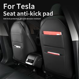 Car Leather Anti-Kick Pad For Tesla Model 3 Y Full Seat Back Protective Mat Child Anti Dirty Interior Storage Seat Cushion