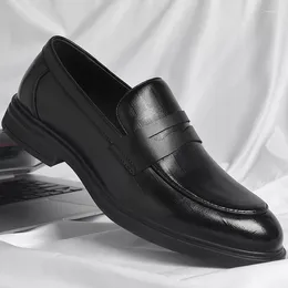 Casual Shoes Black British Style Loafers Men Leather Thick-soled Cowhide Business Designer Men's High Quality