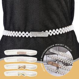 Belts Imitation Pearl Waist Chain Women's Elastic Belt With Skirt Decoration Dress Diamond Clothing Fashion Girdle U3N9
