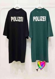 Black Green S 'Polizei' T-Shirt 2021 Men Women Text Printed s Tee Tonal Embroidered VTM Tops Short Sleeve G11152841542