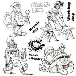 Working Man Transparent Silicone Rubber Stamp And Die Sheet Cling Scrapbooking DIY Cute Pattern Photo Album