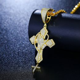 Hip Hop Bling D Colour Moissanite Iced Out Praying Hands Cross Necklaces & Pendants For Men Jewellery 925 Sterling Silver Gifts