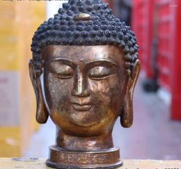 Decorative Figurines Tibet Buddhim Copper Shakyamuni Sakyamuni Amitabha Buddha Head Bust Statue