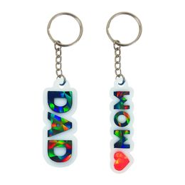 DIY MOM DAD Keychain Silicone Epoxy Mirror Mould DIY Ornament Pendant Crafting Mould for Father and Mother's Day Gift