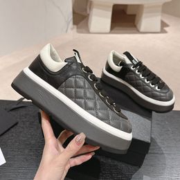 Womens Sneakers Platform Heels Dress Shoe Designer Quilted Texture Matelasse Lace-Up Casual Shoe Ladies Trainer Sport Shoes Outdoor Leisure Shoe With Dust Bags