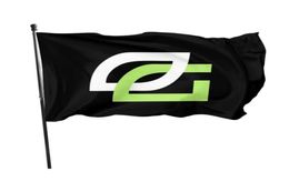 Optic Gaming Logo Customised Lightweight Flags 150x90cm 100D Polyester Fast Vivid Colour High Quality With Two Brass Gromm1811159