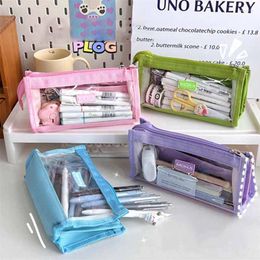Storage Bags Large Capacity Clear Pencil Bag Aesthetic School Cases Girl Korean Stationery Holder Pen Case Student Office Supplies