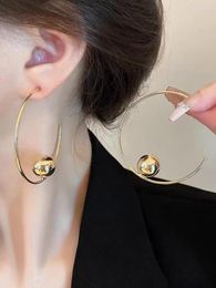 Hoop Earrings Geometric Metal For Women 2024 Oversized Exquisite Gold-color And Silver-Color Round Circle Big Ear Rings