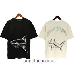 High end Designer clothes for Trendy Pa Angels Sketch Broken Shark Letter Short Sleeve Tshirt for Men and Women High Street Half Sleeve with trademark tag original 1:1