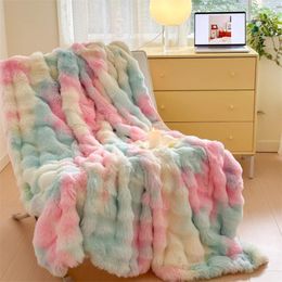 Blankets Imitation Hair Light Luxury Solid Colour Fleece Blanket Thickened Warm Nordic Nap Casual Soft Shawl