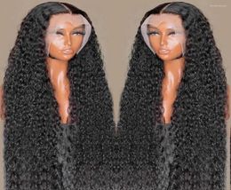 Transparent Lace Front Human Hair Wigs Kinky Curly Brazilian Deep Wave Frontal Wig For Women PrePlucked Closure9397772