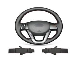 DIY Custom Black Genuine Leather Steering Wheel Cover for Kia K5 Optima 20112015206S2200982