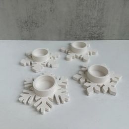 DIY Snowflake Candle Holder Silicone Mold Handemade Plaster Epoxy Resin Candle Holder Casting Mold Home Decor Christmas Day Gift