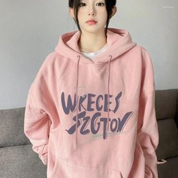 Women's Hoodies Gidyq Autumn Women Sweatshirt Fashion Korean Letter Print Loose Casual Streetwear Female Thick Warm Hip Hop Coats