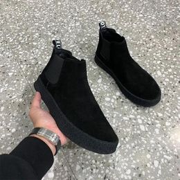 Casual Shoes Men AutumnWinter High Top Ankle Boot Plush Solid Color Over Shoe Comfortable Anti Slip Trendy Lefu