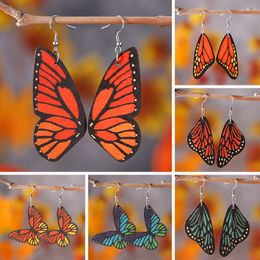 New Butterfly Wing Earrings Bohemian Double sided Wood Droplet Earrings Holiday Gift