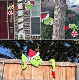 Christmas Tree Peeker Sculpture Thief Hand Cut Out Christmas Grinchs Hand Max Garden Decorations Outdoor Ornament Wall Stickers H14229523