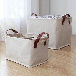 Laundry Bags Simple Japanese Fabric Storage Basket Clothes And Toys Box Home Cotton Linen Wardrobe Sorting