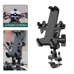 Universal Motorcycle Bike Mobile Phone Holder Aluminium Bicycle Riding Bracket GPS Mount Handlebar Side Rearview Mirror Stand