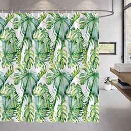 Shower Curtains Tropical Leaves Flower For Bathroom Plant Leaf Floral Flamingos Palm Trees Home Decor Bath Curtain Screen Hook