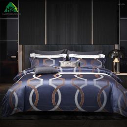 Bedding Sets Fashion Geometry Pure Cotton Jacquard Weave Bed Sheets Duvet Cover Pillowcase Super Soft Double Bedlinen Bedroom