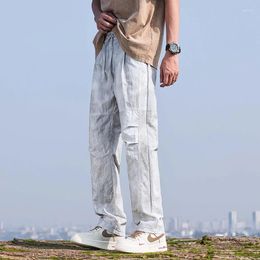 Men's Pants Summer Ultra-thin Baggy Casual Drawstring Loose Straight Wide Leg Elastic Waist Cargo Trousers