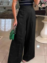 ZANZEA Women Wide Leg Pant Capris Summer Casual Loose Pants Elegant OL Solid Trouser Oversized High Waist Pantalon Palazzo 240411