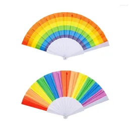 Decorative Figurines 6pack Of Colorful Hand Fans 7inch Plastic Rainbow Folding For Outdoor Traveling Camping Hiking Household 50LB