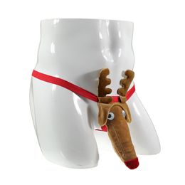 Men's Sensual Lingerie Underwear Reindeer Bulge Pouch Thong Sexy G-String T Back Funny Briefs Exotic Accessories