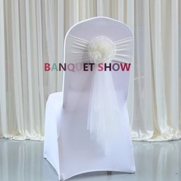 Wedding Banquet Stretch Chair Sash Tie Bow Lycra Spandex Band With Ball For Chair Cover Decoration
