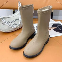 Boots Size 35-42 Large Women's Shoes Fat Feet Thick Heel Short Female British Style Wild Fashion Tube