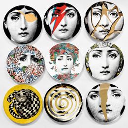 6/7/8/10 inch Creative Pattern Lady Girl Face Plates Ceramics Wall Hanging Decorative Background Plate Nordic Style