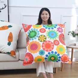 Pillow Large Size Sofa Hug Pillowcase Soft Cotton Living Room Bed Huge Square Flower Printed Cover Protector 50/60/70CM