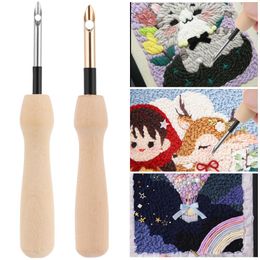 Pratical DIY Needle Threader Magic Sewing Accessories DIY Tool Wooden Handle Embroidery Pen