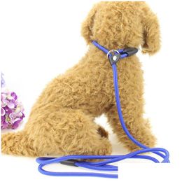 Dog Collars Leashes Pet Nylon Rope Training Slip Lead Strap Adjustable Traction Collar Dogs Ropes 0.6X130Cm Drop Delivery Home Garden Otduu