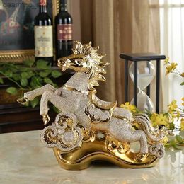 Arts and Crafts Modern hih-end ceramic handicrafts fly yellow Tenda old-plated horse ornaments home decorations housewarmin ifts L49