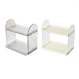 Storage Boxes Desktop Rack Organiser Clear 2 Tier Cosmetic Stationery Holder For Bathroom Office Kitchen Bedroom Tabletop